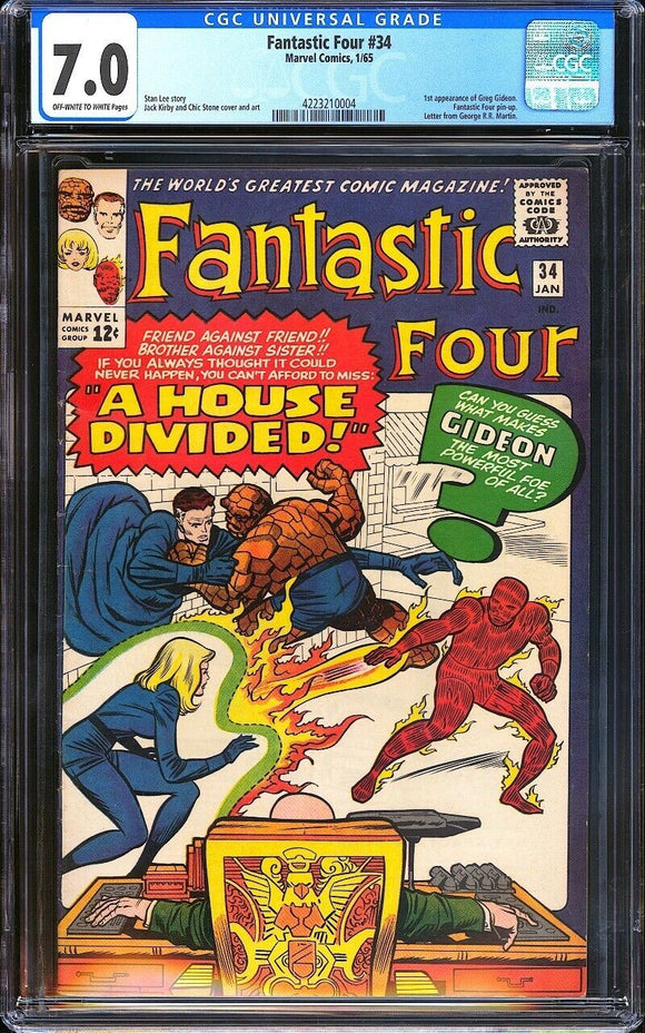 Fantastic Four #34 CGC 7.0 (1965) 1st Appearance of Greg Gideon!