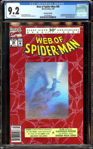 Web of Spider-Man 90 CGC 9.2 (1992) NEWSSTAND! Spider-Man 2099 Preview
