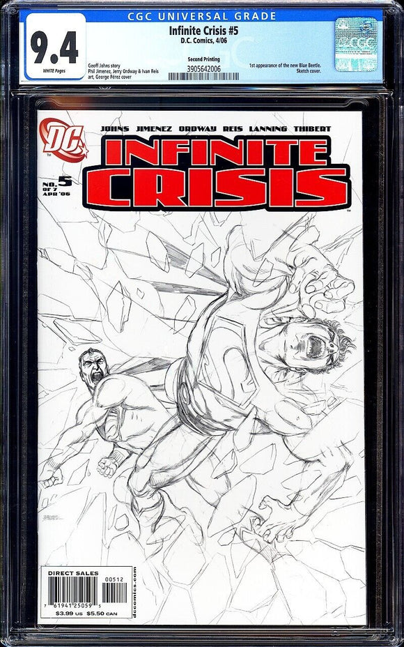 Infinite Crisis #5 CGC 9.4 (2006) 1st Blue Beetle Sketch Cover 2nd Print!