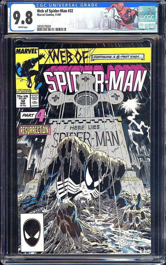 Web of Spider-Man #32 CGC 9.8 (1987) Custom Label! Kraven's Last Hunt!