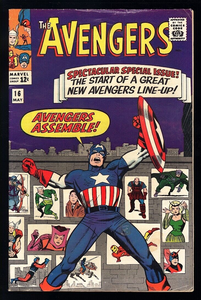 Avengers #16 Marvel Comics 1965 (FN-) New Avengers Line-Up! Cover Stain