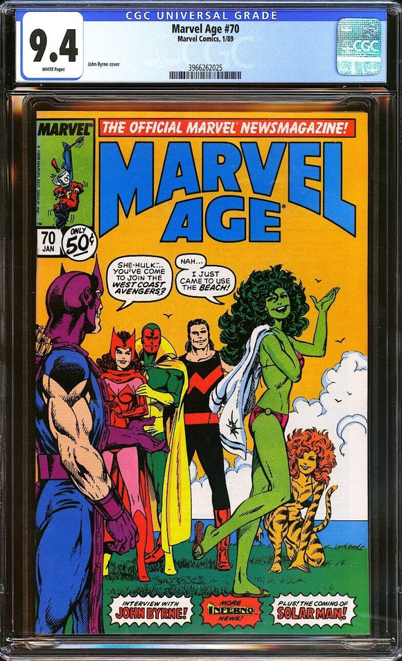 Marvel Age #70 CGC 9.4 (1989) John Byrne Cover! Good Girl Art!