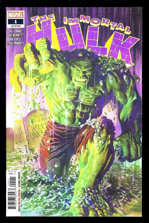 Immortal Hulk #1 (NM+) Cover A - Alex Ross Cover! Hulk 105 Homage!