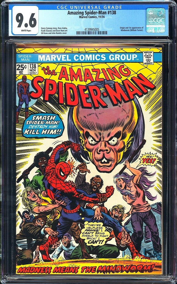 Amazing Spider-Man #138 CGC 9.6 (1974) Origin and 1st App. of Mindworm!