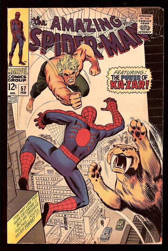 Amazing Spider-Man #57 1968 (VG+ 4.5) First Meeting of SpiderMan & Ka-Zar!
