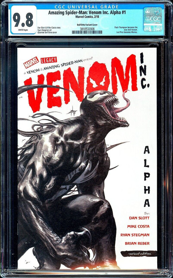 Amazing Spider-Man Venom Inc Alpha #1 CGC 9.8 Dell Otto 1:50 1st Maniac