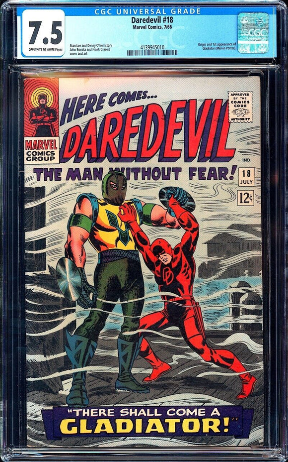 Daredevil #18 CGC 7.5 (1966) Origin & 1st App. of Gladiator! Born Again!