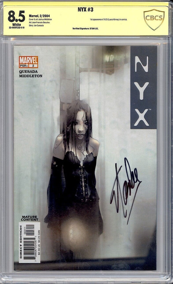 NYX #3 CBCS 8.5 (2004) 1st App of X-23! Signed by STAN LEE!
