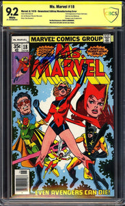 Ms. Marvel #18 CBCS 9.2 1st Full App. of Mystique! Signed by Chris Claremont!