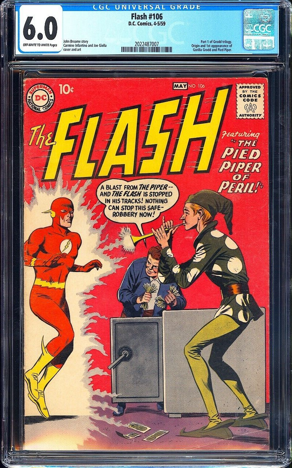 Flash #106 CGC 6.0 (1959) Origin & 1st App. of Gorilla Grodd & Piper!