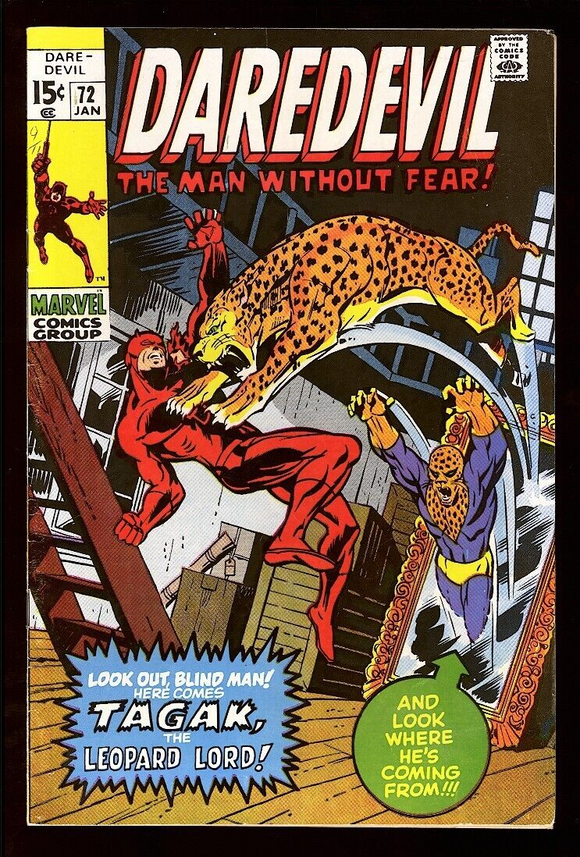 Daredevil #72 Marvel Comics 1972 (VF+) 1st Appearance of Tagak!