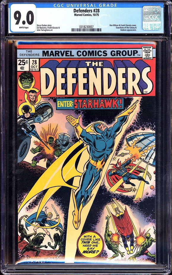 Defenders #28 CGC 9.0 (1975) 1st Full Appearance Starhawk!