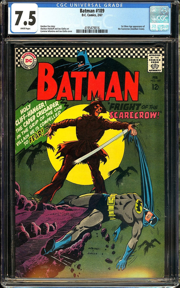 Batman #189 CGC 7.5 (1967) 1st SA Appearance of the Scarecrow!