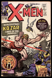 X-Men #10 Marvel 1965 (GD+) 1st App of Ka-Zar! Staples Replaced