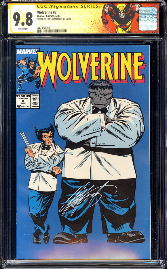 Wolverine #8 CGC 9.8 (1989) Signed by Chris Claremont! Classic Cover!