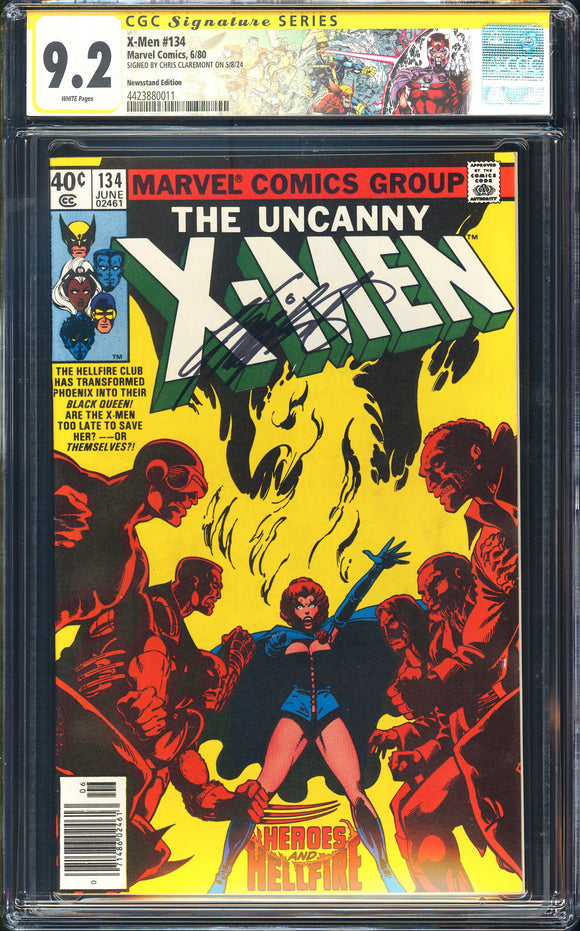 X-Men #134 CGC 9.2 (1980) Signed Claremont! NEWSSTAND! Dark Phoenix!