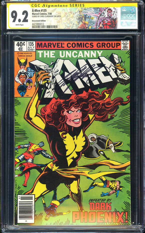 X-Men #135 CGC 9.2 (1980) Signed Claremont! NEWSSTAND! Dark Phoenix!