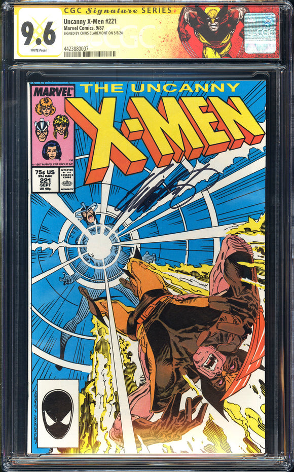 X-Men #221 CGC 9.6 (1987) Signed by Chris Claremont! 1st Mr Sinister!
