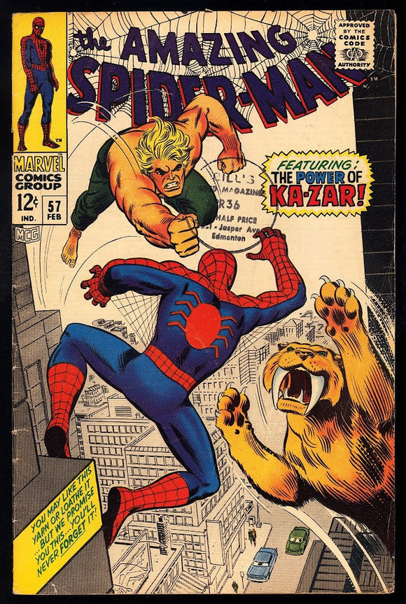 Amazing Spider-Man #56 Marvel 1967 (VF-) 1st Meeting Spider-Man & Ka-Zar!