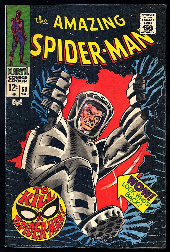 Amazing Spider-Man #58 Marvel 1968 (FN-) 1st Spider-Slayer Mark II