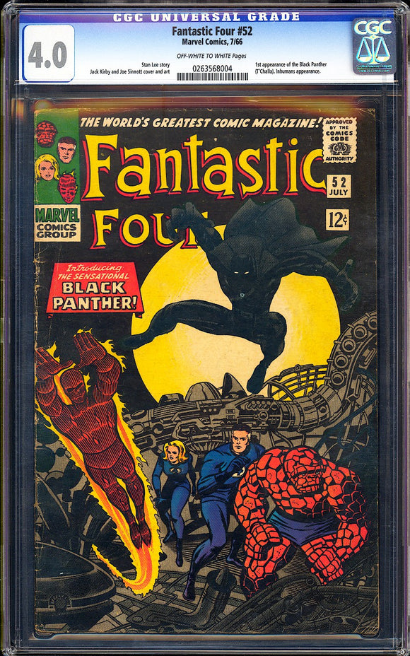 Fantastic Four #52 CGC 4.0 (1966) 1st Appearance of Black Panther!