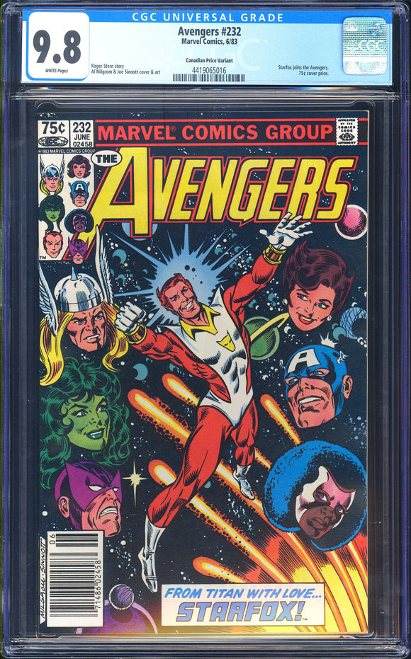 Avengers #232 CGC 9.8 (1983) 1st Eros as Starfox! Canadian Price Variant!