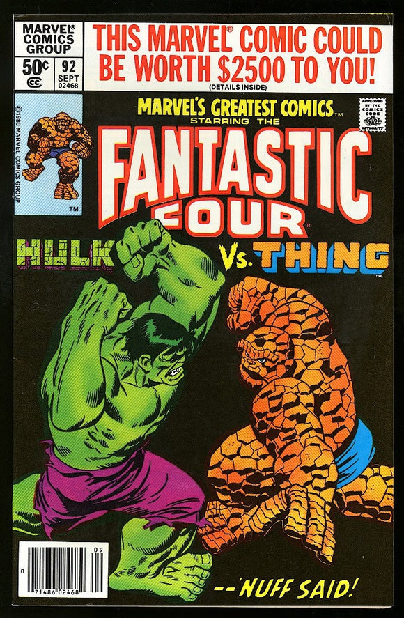 Marvel's Greatest Comics #92 Marvel 1980 (NM-) Buscema Battle Cover!