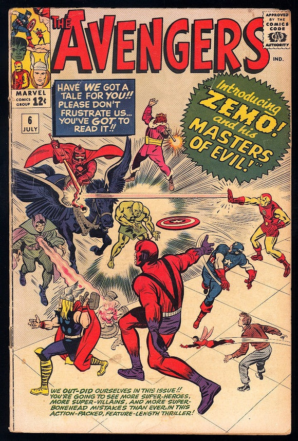 Avengers #6 Marvel 1964 (VG-) 1st Full App of Baron Zemo!