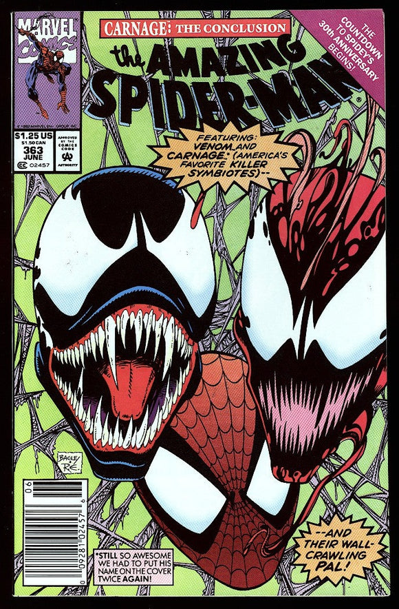 Amazing Spider-Man #363 Marvel 1992 (NM) 3rd Carnage! NEWSSTAND!