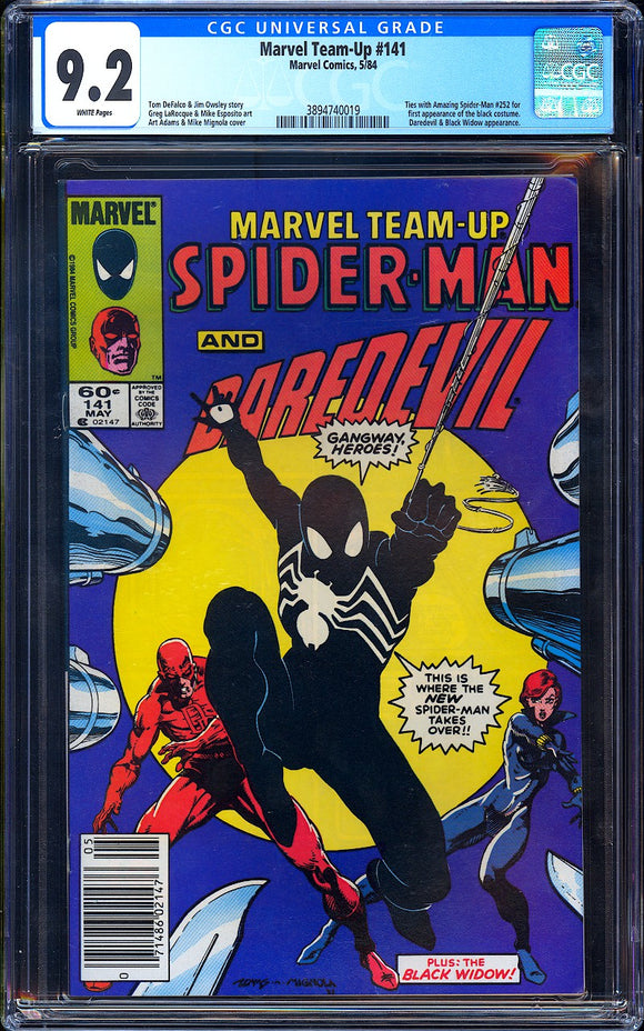 Marvel Team-Up #141 CGC 9.2 (1984) 1st Black Costume! NEWSSTAND!