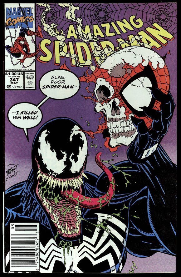 Amazing Spider-Man #347 1991 (VF/NM) Iconic Venom Cover! NEWSSTAND!