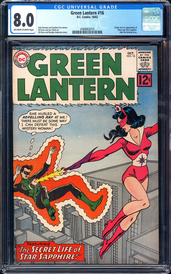 Green Lantern #16 CGC 8.0 (1962) Origin & 1st App of S.A Star Sapphire!