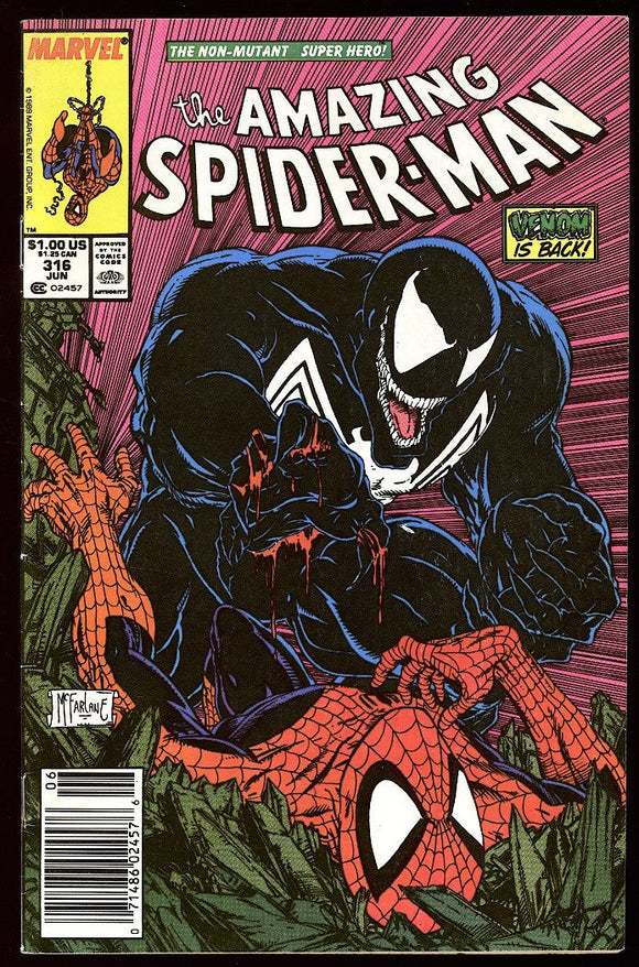 Amazing Spider-Man #316 Marvel 1989 (VF-) 1st Venom Cover! NEWSSTAND!
