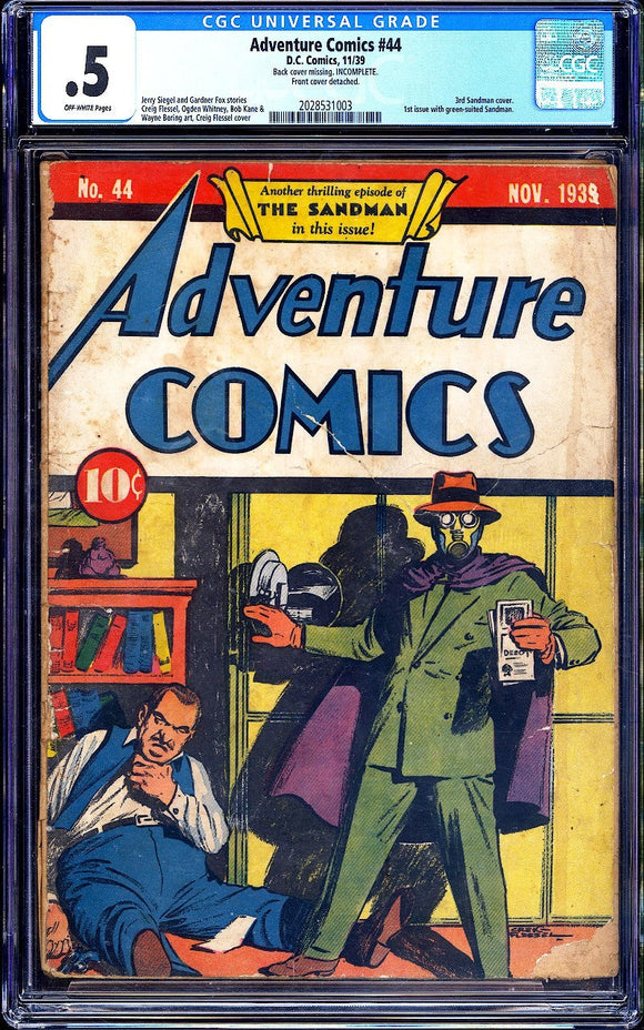 Adventure Comics #44 CGC .5 (1939) 3rd Sandman Cover! 1st Green Suit!