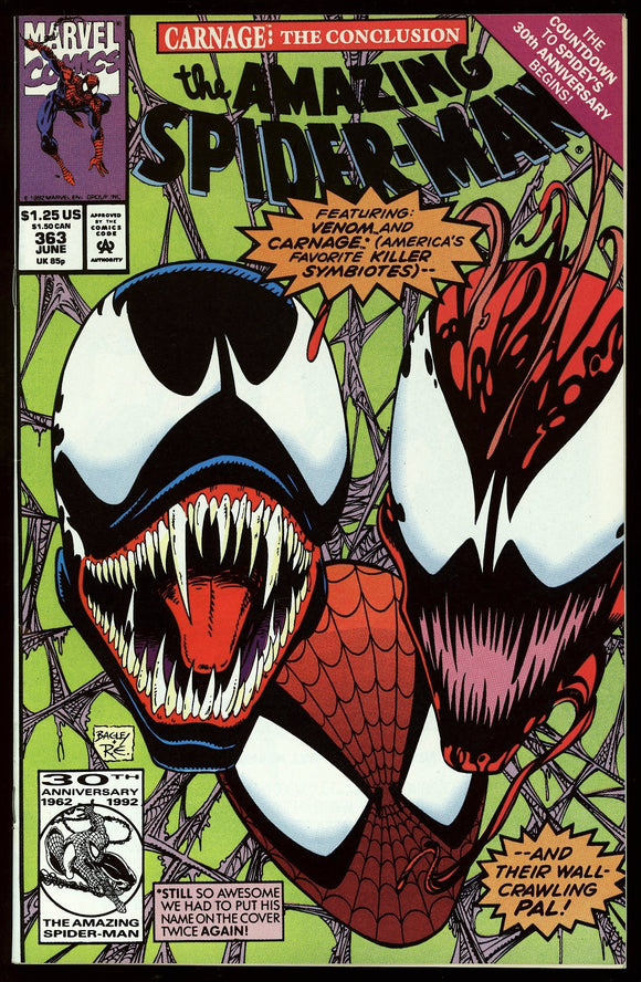 Amazing Spider-Man #363 Marvel 1992 (NM-) 3rd App of Carnage!