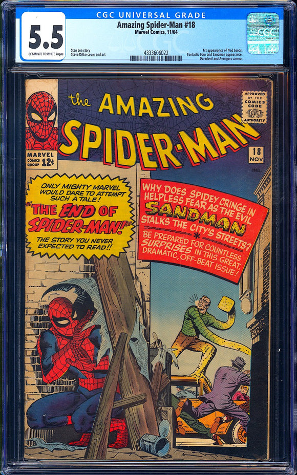 Amazing Spider-Man #18 CGC 5.5 (1964) 1st App of Ned Leeds!