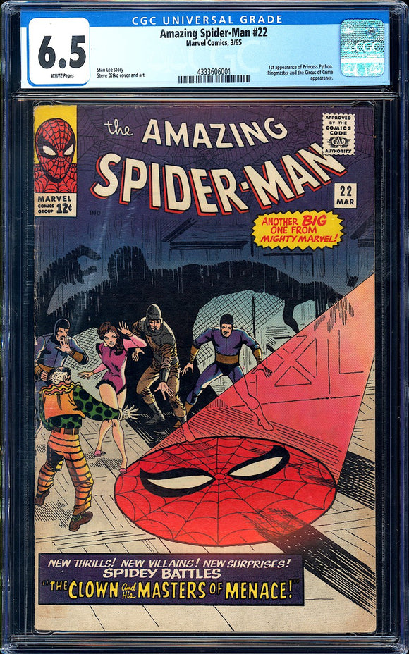 Amazing Spider-Man #22 CGC 6.5 (1965) 1st App of Princess Python!
