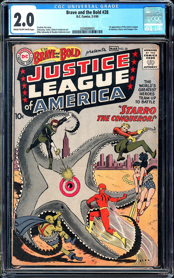Brave and the Bold #28 CGC 2.0 (1960) 1st App of the Justice League!