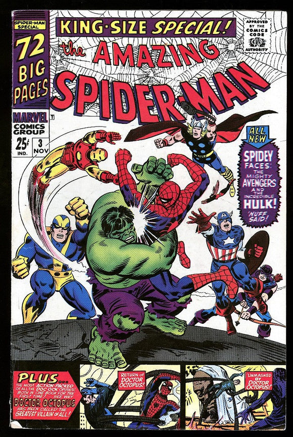 Amazing Spider-Man King Size #3 Marvel 1966 (FN-) Avengers App!