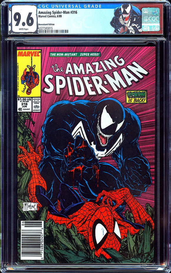 Amazing Spider-Man #316 CGC 9.6 (1989) 1st Venom Cover! NEWSSTAND!