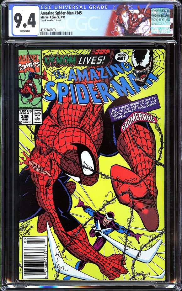 Amazing Spider-Man #345 CGC 9.4 (1991) Mark Jewellers Insert! RARE!