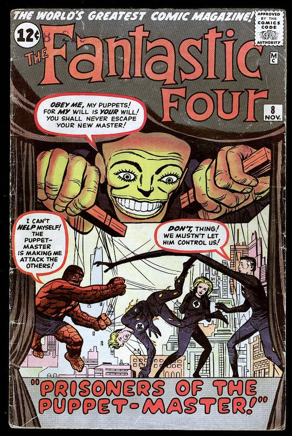 Fantastic Four #8 Marvel 1962 (VG-) 1st Appearance of Puppet Master!