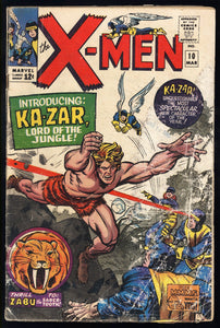 X-Men #10 Marvel 1965 (GD) 1st S.A. Appearance of Ka-Zar & Zabu!