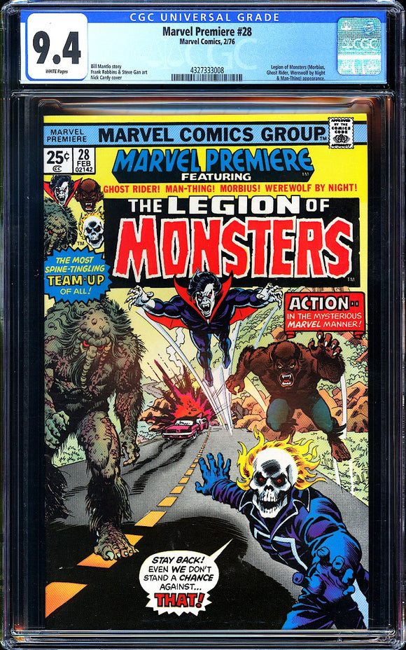 Marvel Premiere #28 CGC 9.4 (1976) 1st Legion of Monsters Begins!