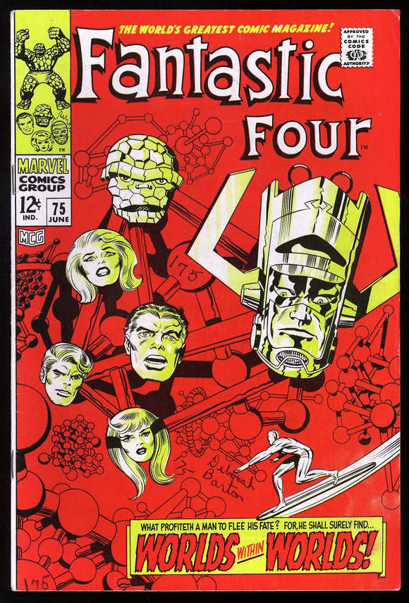 Fantastic Four #75 Marvel 1968 (VF-) Classic Galactus & Surfer Cover!
