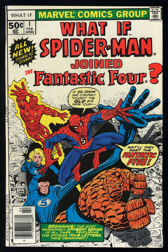 What If #1 Marvel 1977 (VF) Spider-Man Joined The Fantastic Four?