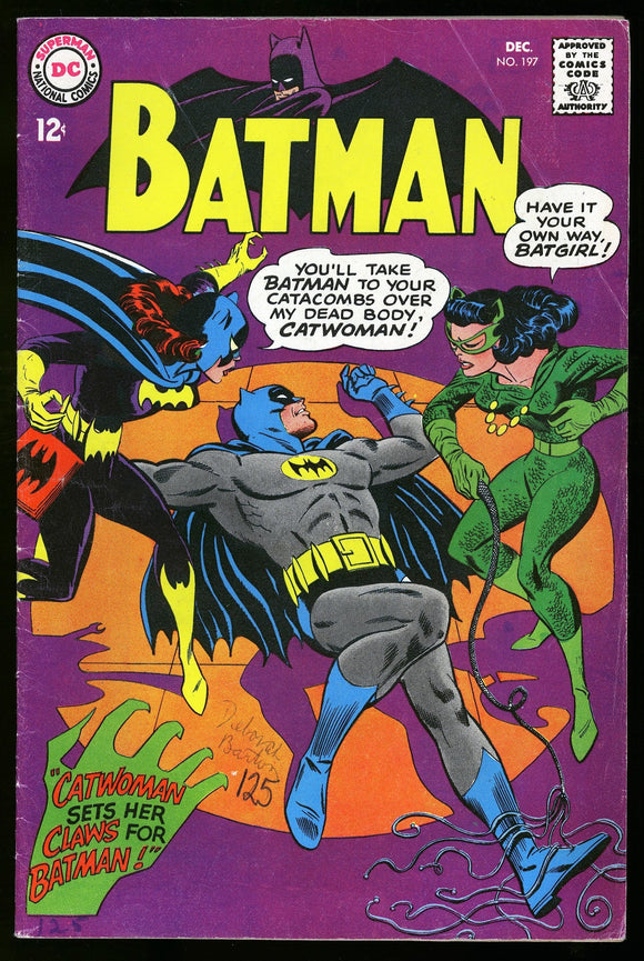 Batman #197 DC Comics 1967 (VG+) 4th Appearance of Catwoman!