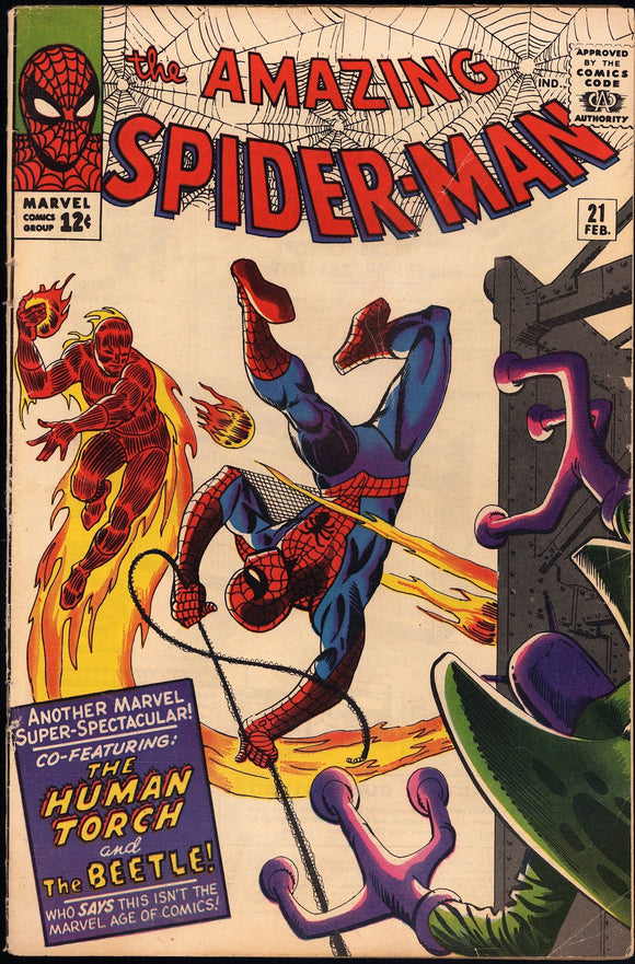 Amazing Spider-Man #21 VG+/FN (1965) Human Torch & Beetle appearance!