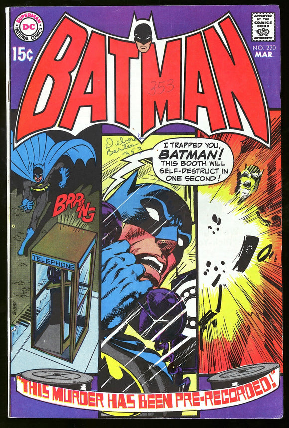 Batman #220 DC Comics 1970 (FN+) Classic Neal Adams Artwork!