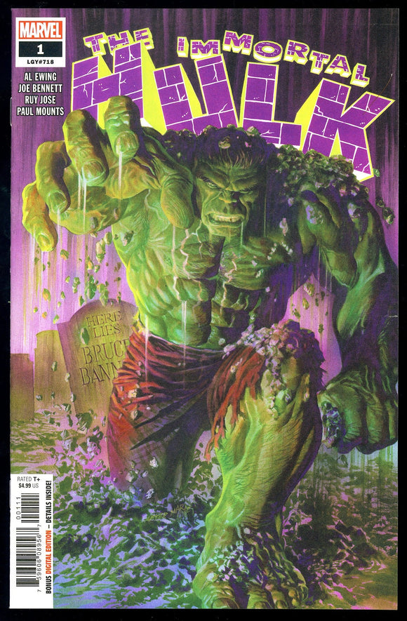 Immortal Hulk #1 Marvel 2018 (NM+) Alex Ross 1st Printing!